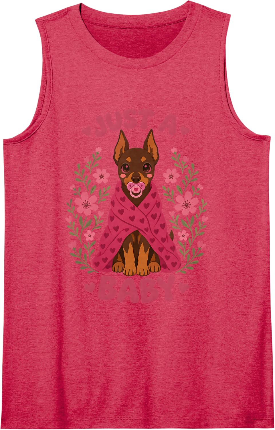 Just A Baby Doberman Pinscher Dog Mom Sleeveless Tank Top - Red