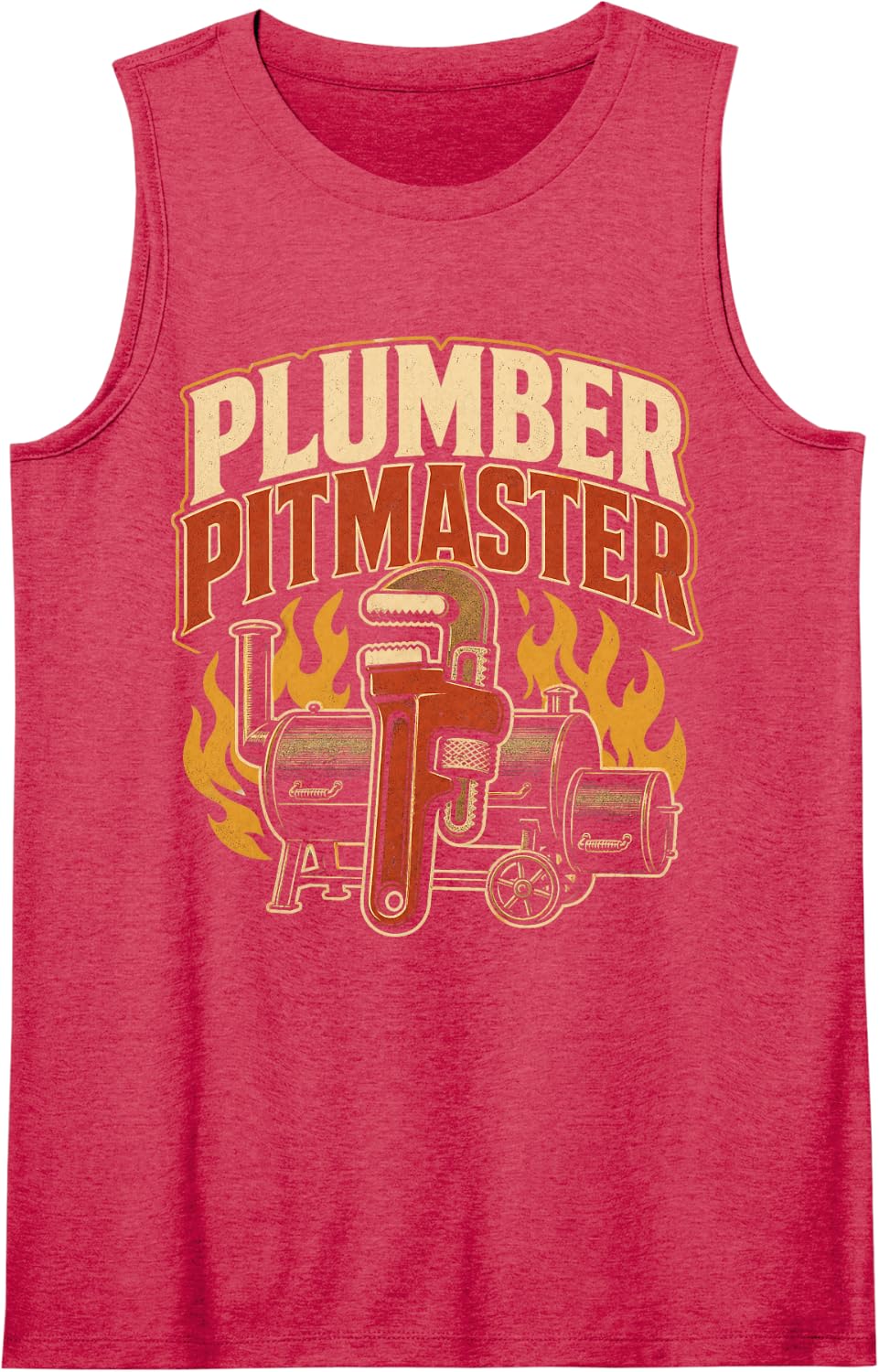 Barbecue Smoker Plumber Pitmaster Sleeveless Tank Top - Red