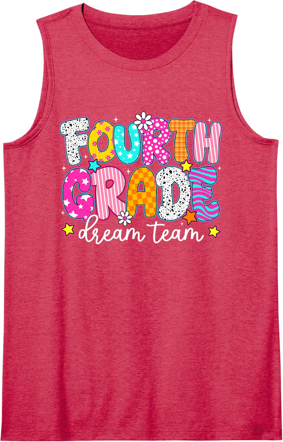 Fourth 4th Grade Dream Team Teachers Kid Back to School Sleeveless Tank Top - Red
