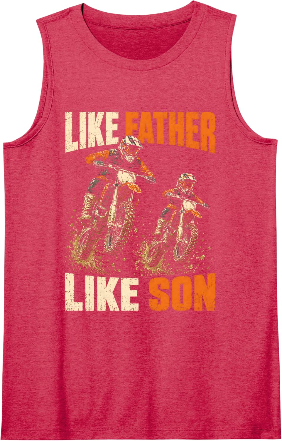 Like Father Like Son Motocross Dirt Bike Dad Sleeveless Tank Top - Red