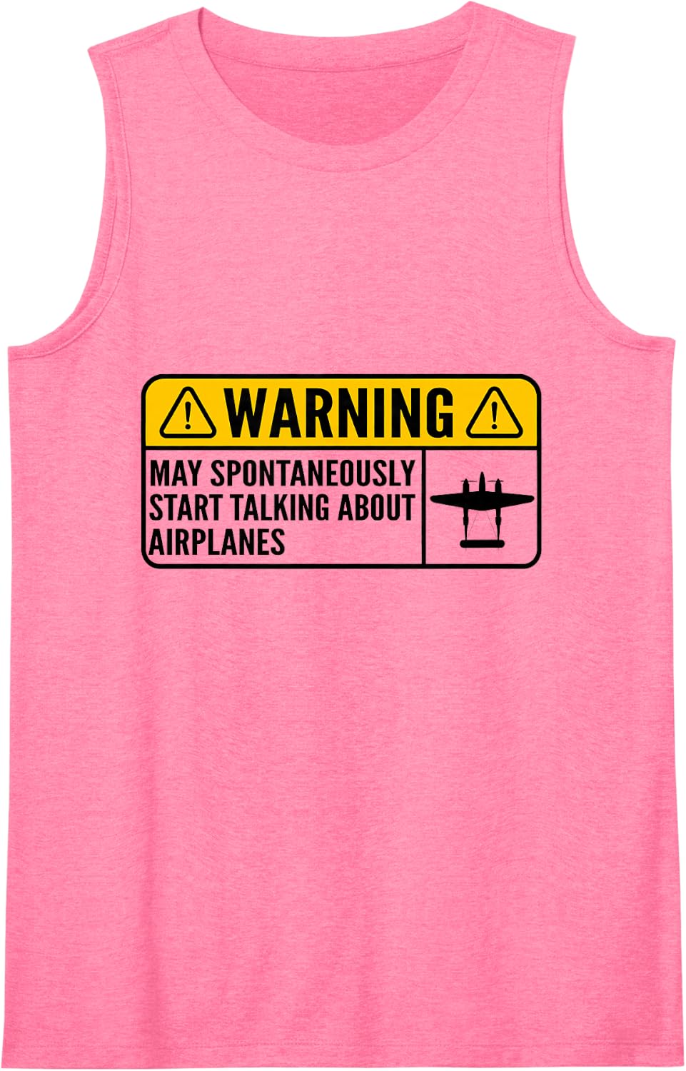 Warning May Spontaneously Talk About P-38 Lightning Plane Sleeveless Tank Top - Pink