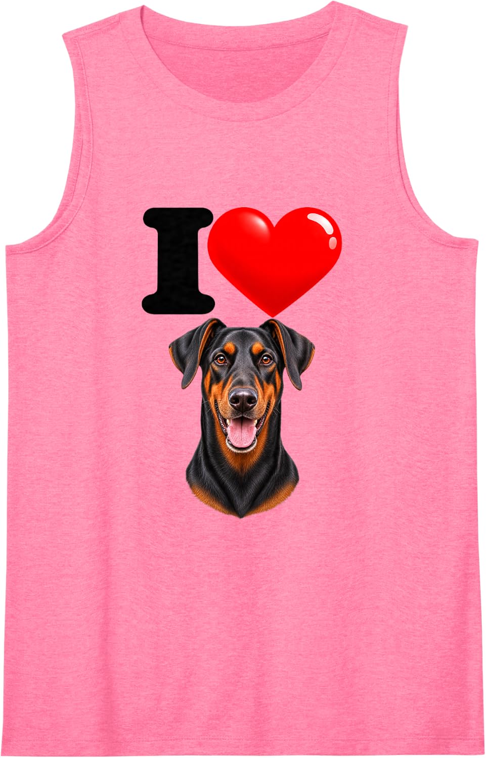 I Love Doberman Pinscher Cute Dog Mom Dad Sleeveless Tank Top - Pink