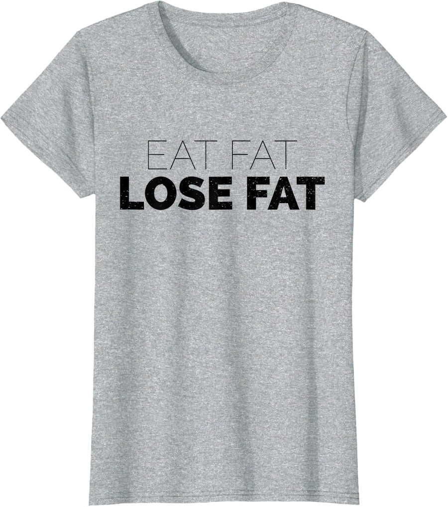 Eat Fat Lose Fat Novelty Ketogenic T-Shirt - Heather Grey