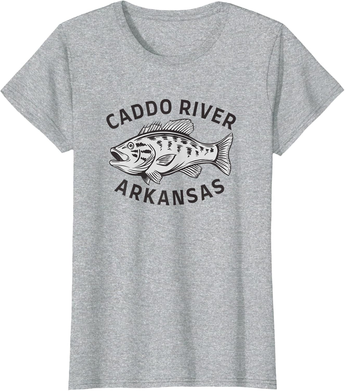 Caddo River Bass Fishing T-Shirt - Heather Grey