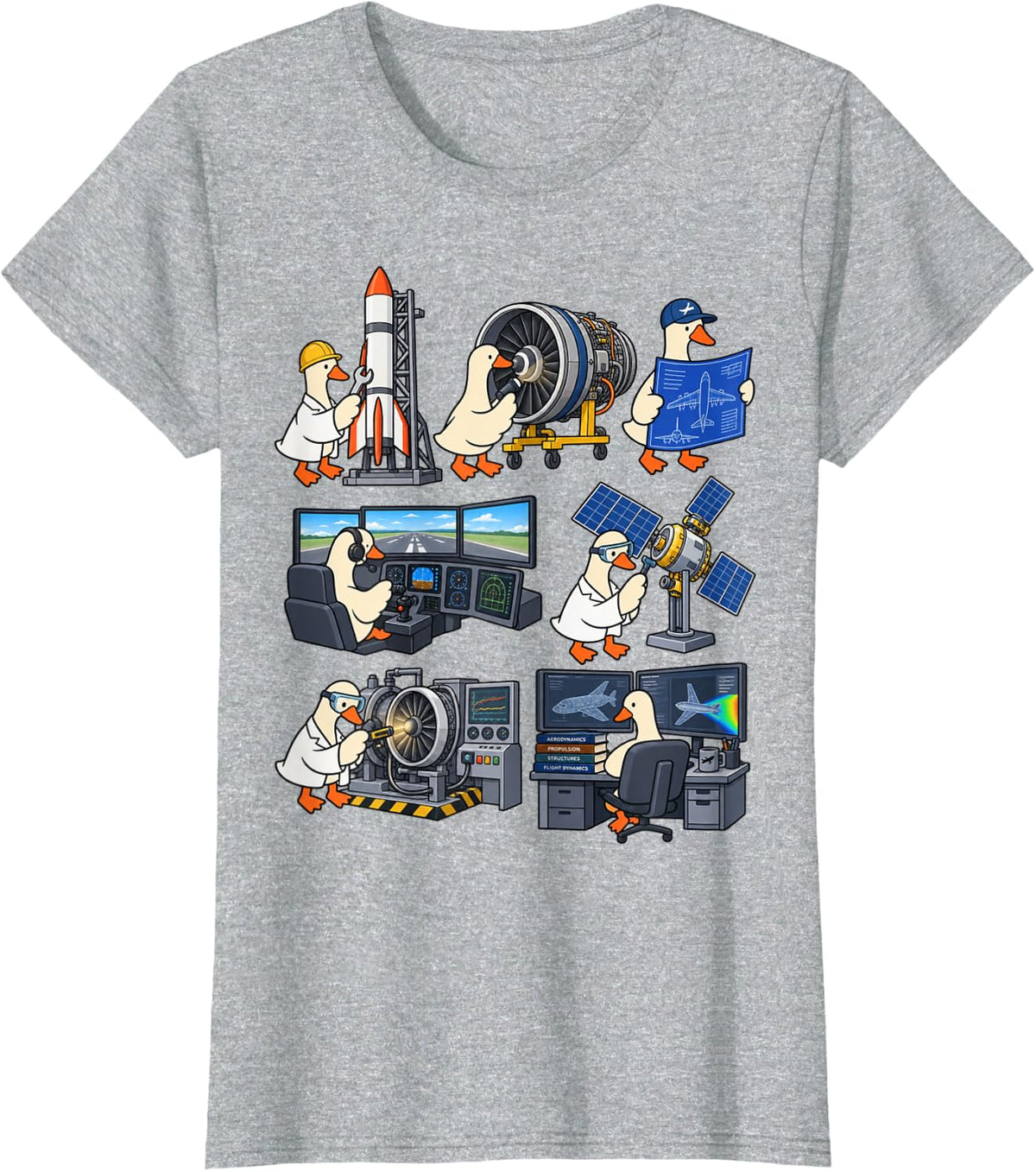 Aerospace Goose Aviation Engineering Science Aerodynamics T-Shirt - Heather Grey