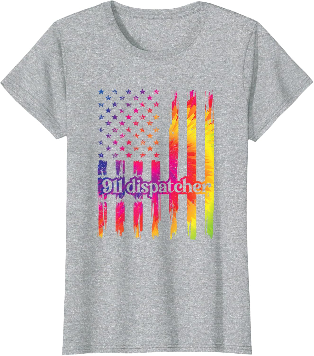 911 Dispatcher US Flag Emergency Dispatcher T-Shirt - Heather Grey
