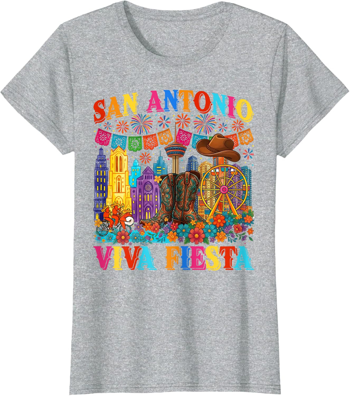 Viva Fiesta Cinco De Mayo Cowboy Boots Fiesta San Antonio T-Shirt - Heather Grey