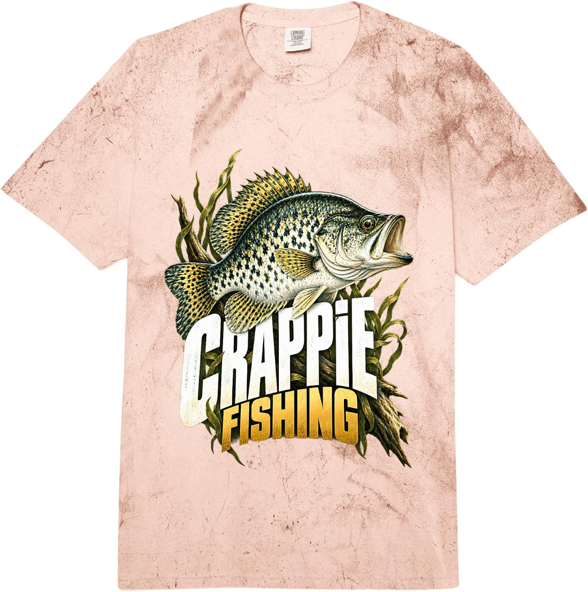 Crappie Fishing Fish and Reeds Comfort Colors Adult Heavyweight T-Shirt - Adult Unisex Umber Tie-Dye