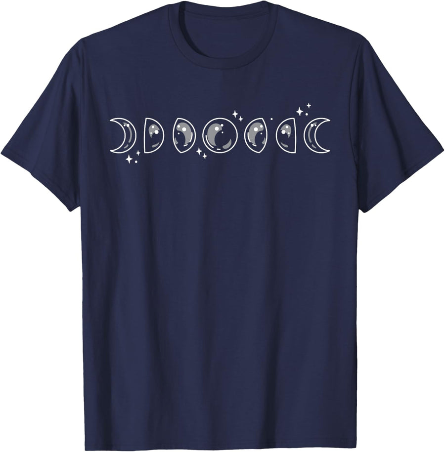 Moon Phase Cycle Phases of The Moon Astronomy Stargazer T-Shirt - Navy Blue