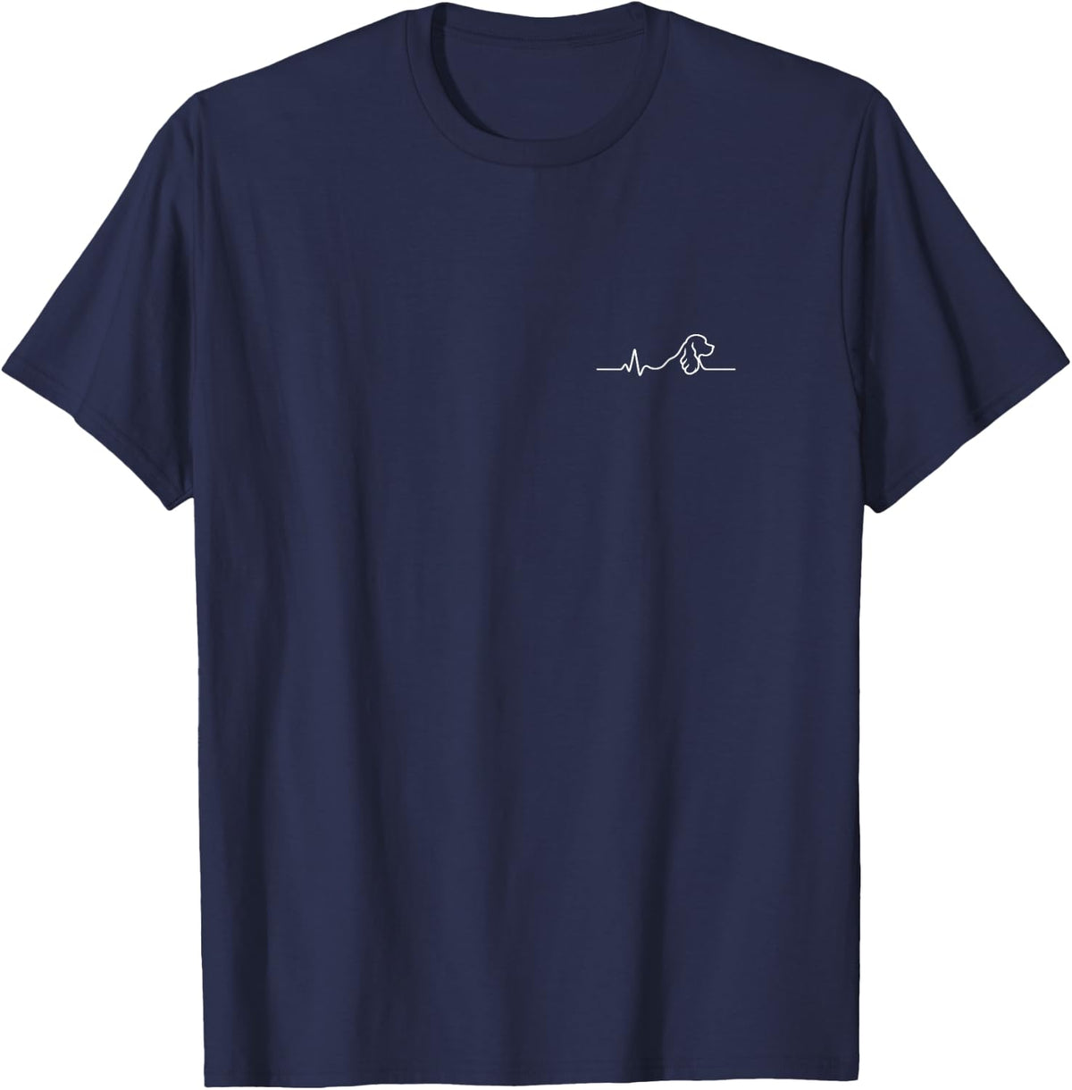 Cocker Spaniel Heartbeat Minimalist Dog Lover Design T-Shirt - Navy Blue