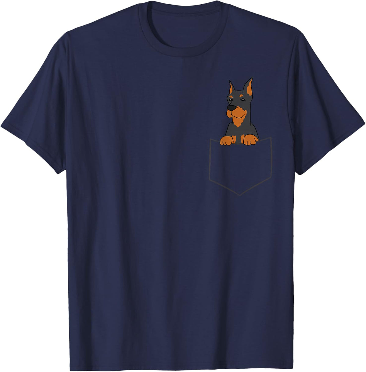 Doberman Dog in Pocket Doberman Pinscher T-Shirt - Navy Blue