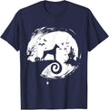 DOBERMAN PINSCHER Halloween Costume Moon Silhouette T-Shirt - Navy Blue