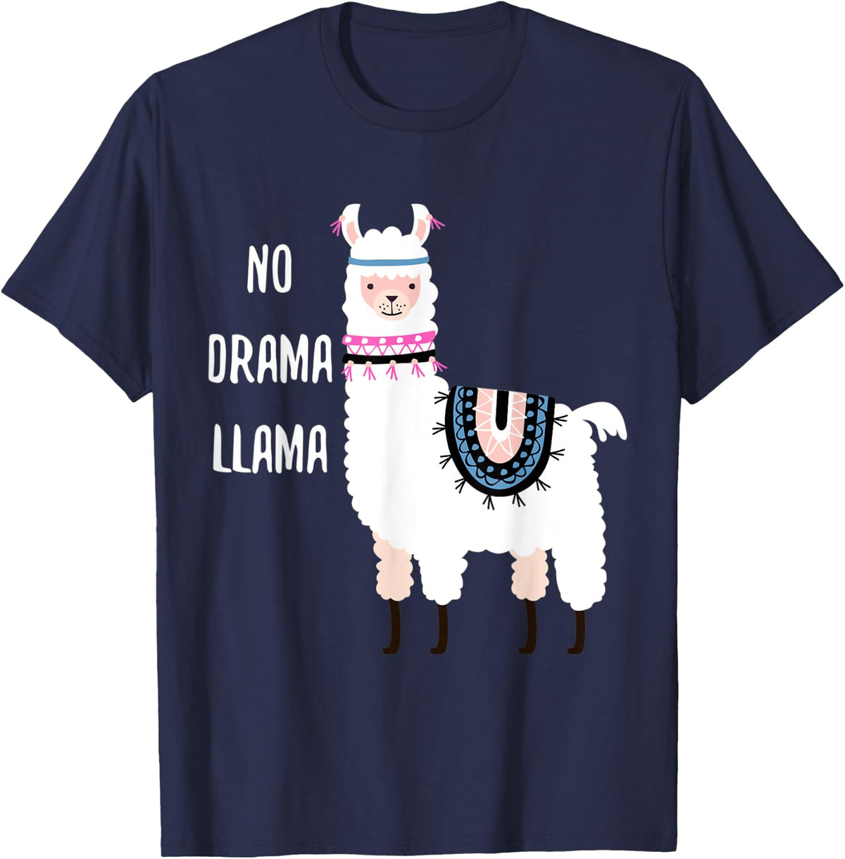 Llama Funny - No Drama Llama Lover Gift T-Shirt - Navy Blue