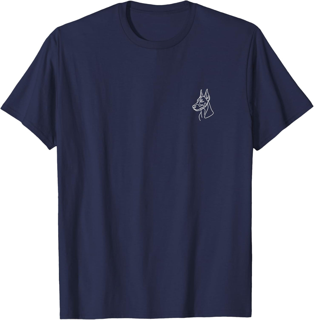 Doberman Pinscher Minimalist Badge Patch Line Art T-Shirt - Navy Blue