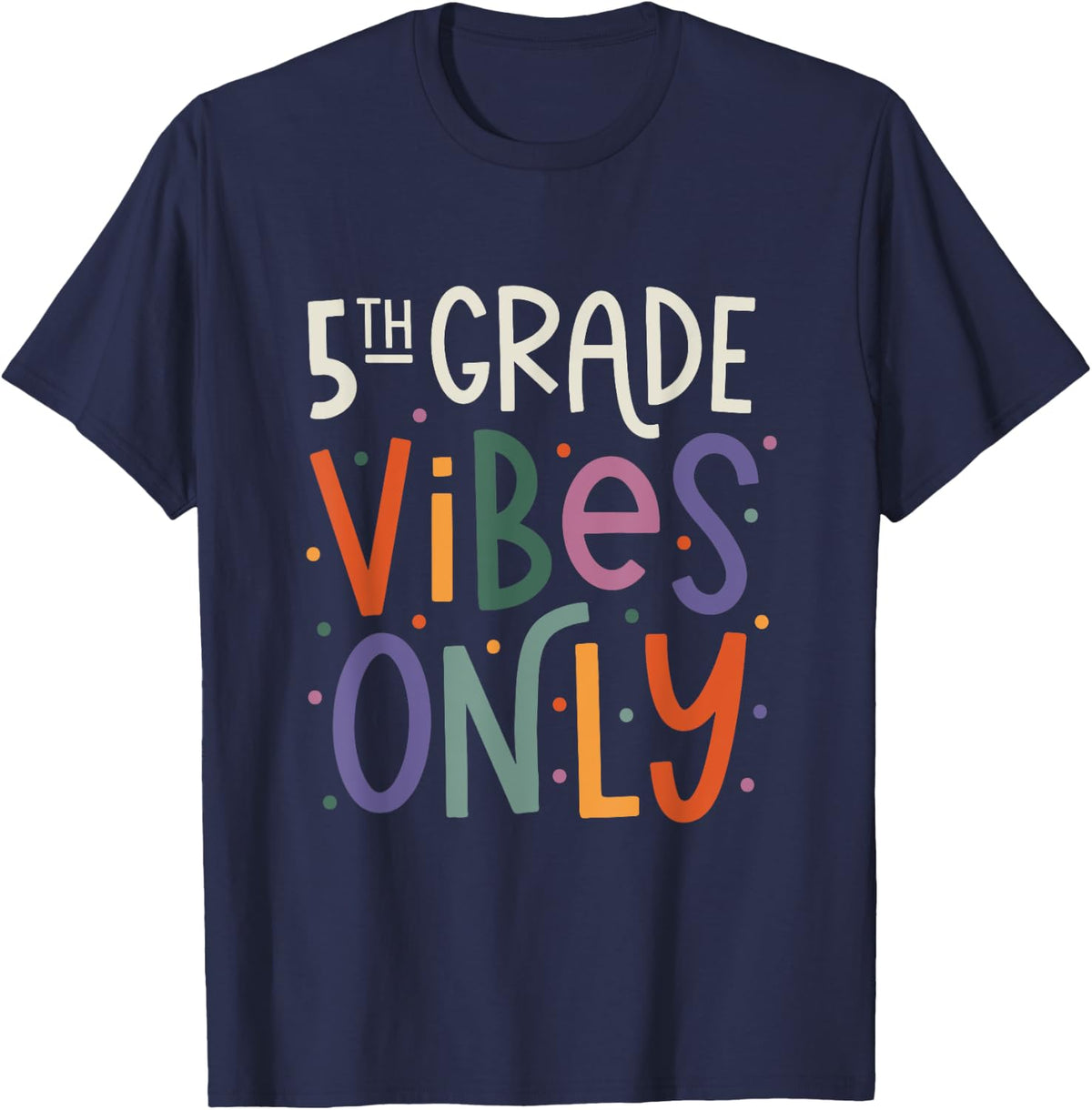 Fifth 5th Grade Vibes Teacher Back To School T-Shirt for Men Women Kids - Navy Blue