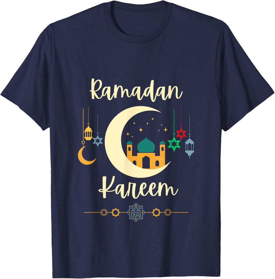 Ramadan Kareem Islamic Celebration Cute Muslim Fasting T-Shirt - Navy Blue