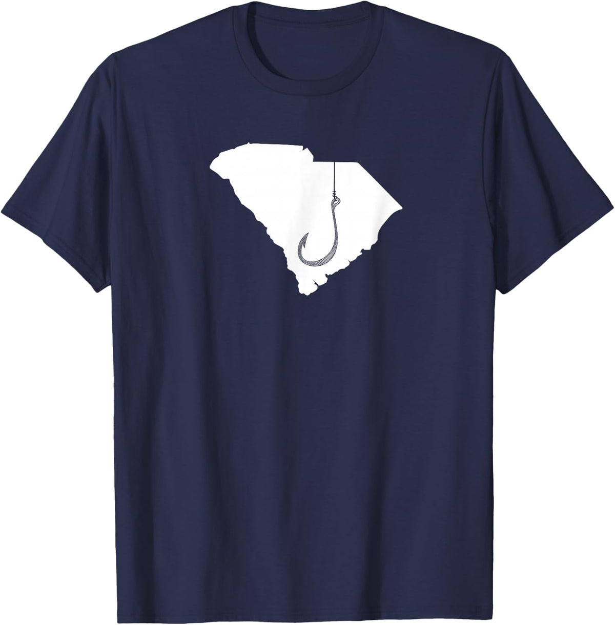 South Carolina Fishing T Shirt, Angler Fisherman Fish Hook T-Shirt - Navy Blue