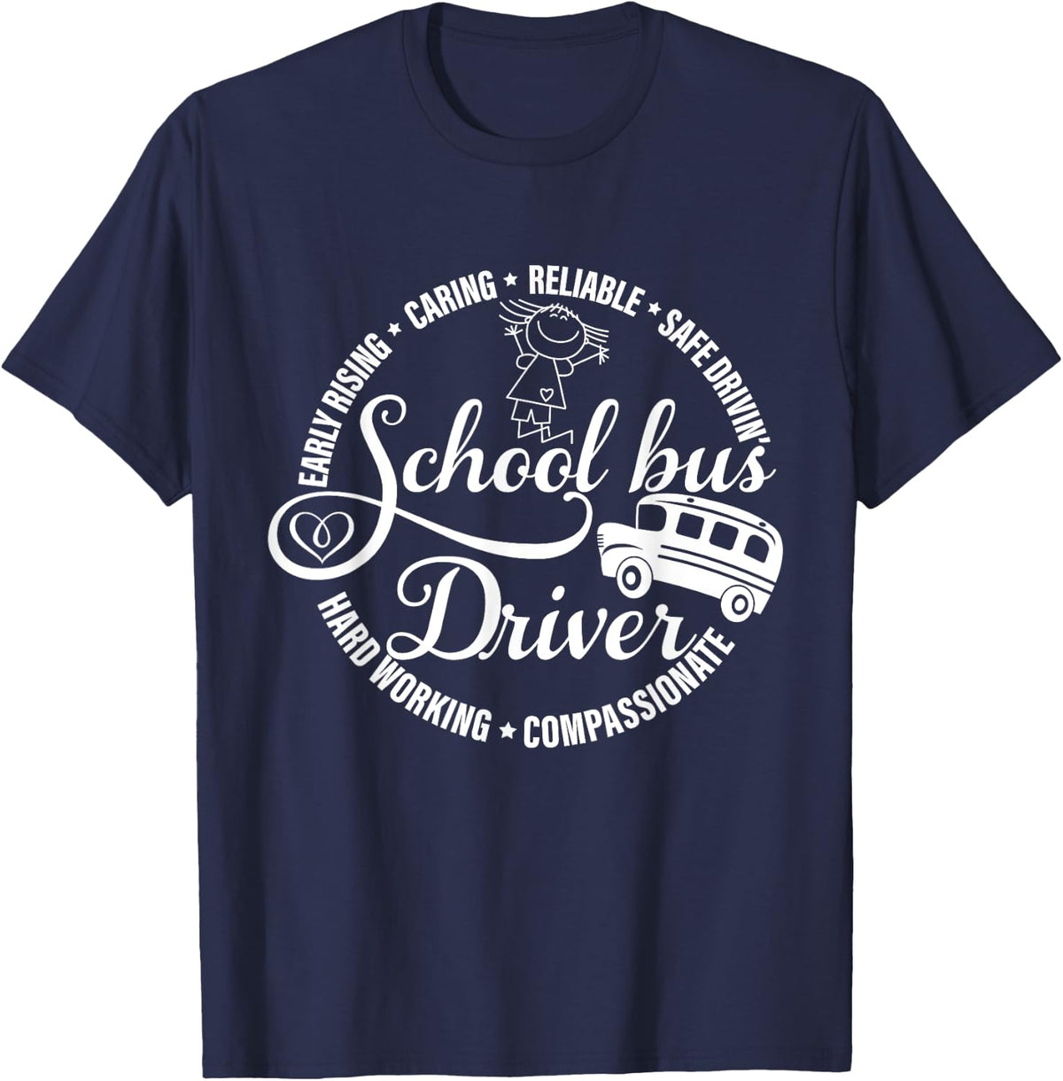 School Bus Driver Hardworking School Bus Driver T-Shirt - Navy Blue