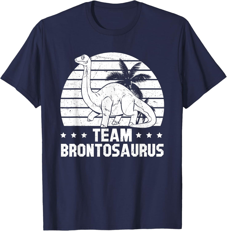 Team Brontosaurus - Dinosaur Funny Dino T-Shirt - Navy Blue