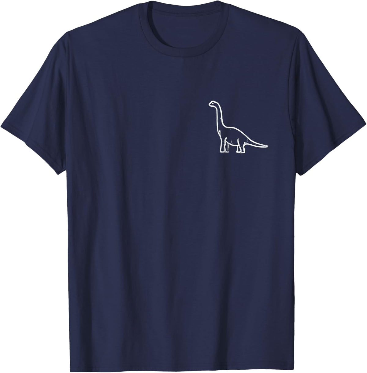 Minimalist Brontosaurus Outline Dino Lover Paleontology Gift T-Shirt - Navy Blue