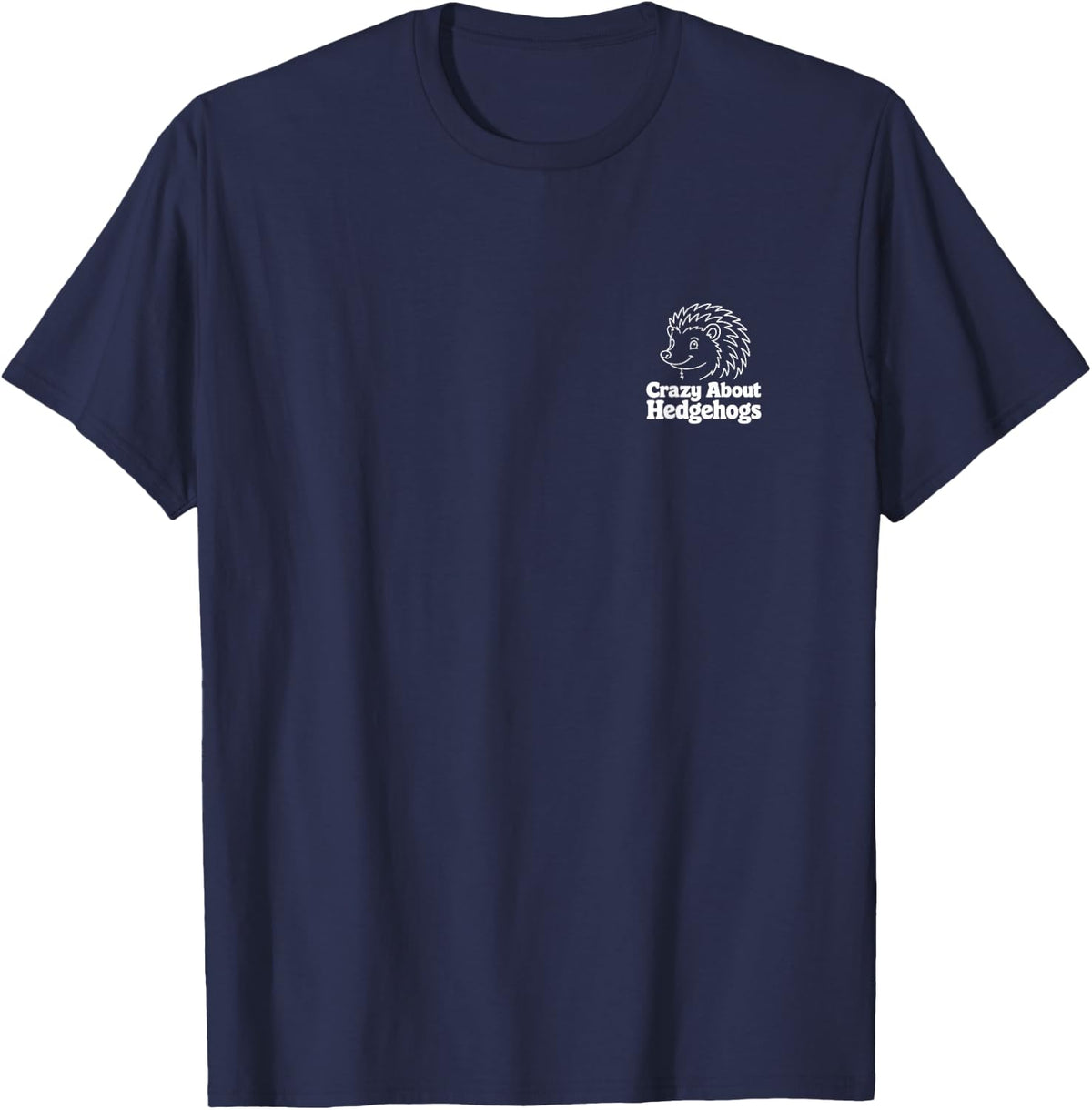 Crazy About Hedgehogs Hedgehog Minimalist Badge Patch T-Shirt - Navy Blue