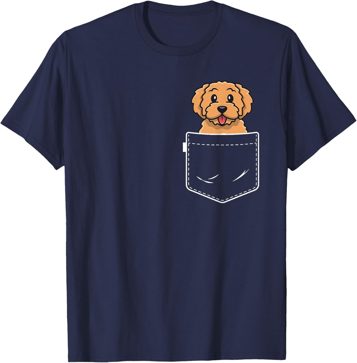 Goldendoodle Pocket Shirt Golden Doodle Shirts For Women T-Shirt - Navy Blue