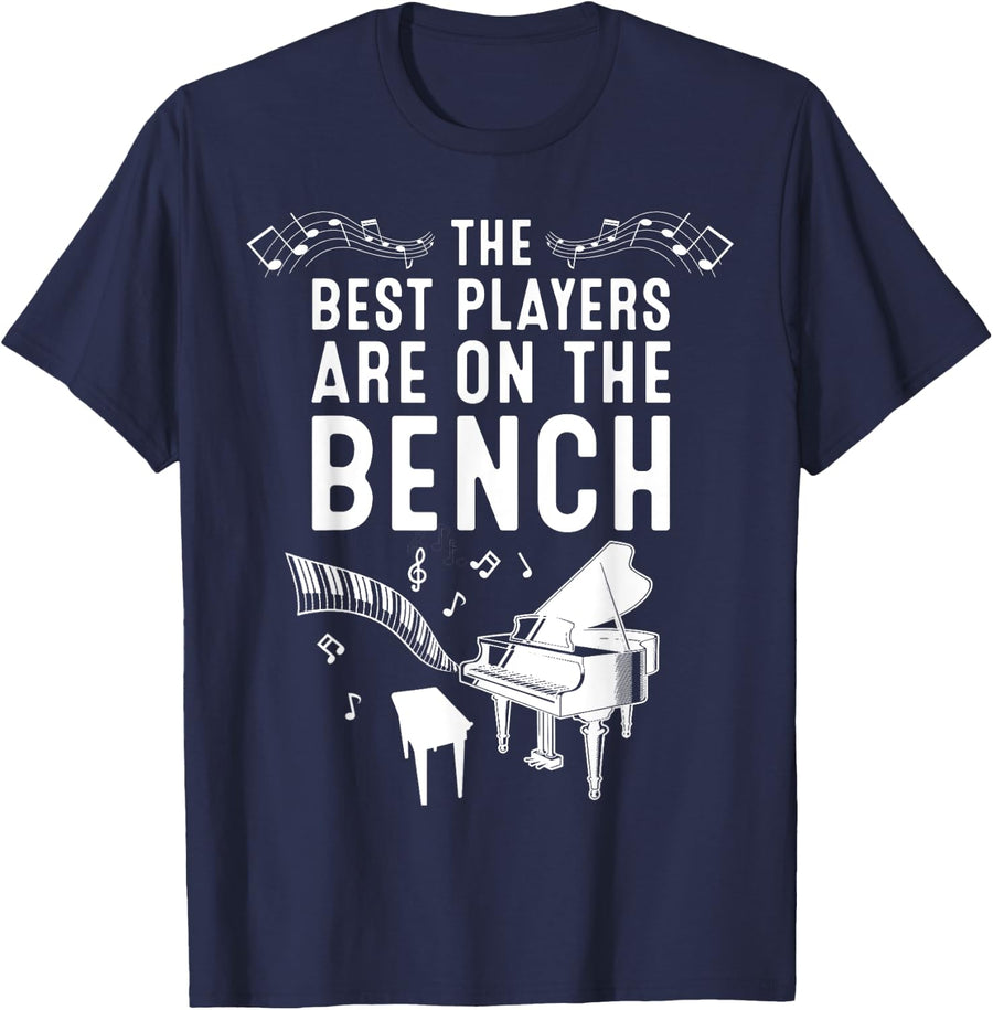 Funny Piano Player Gift For Men And Women Cute Bench Pianist T-Shirt - Navy Blue