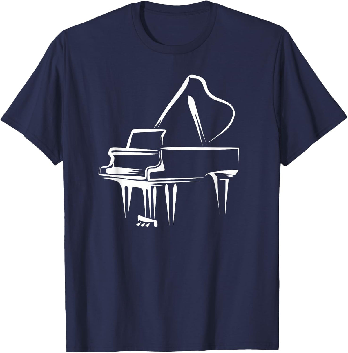 Piano Drawing Line Art Piano Piano Piano Music Pianist Art T-Shirt - Navy Blue