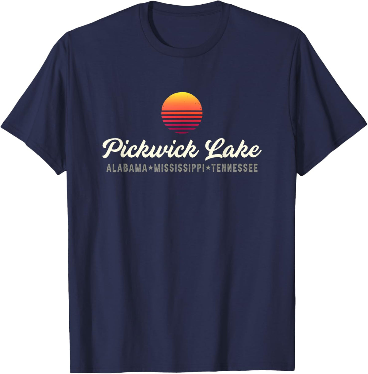 Pickwick Lake ALABAMA MISSISSIPPI TENNESSEE Bass Fishing T-Shirt - Navy Blue