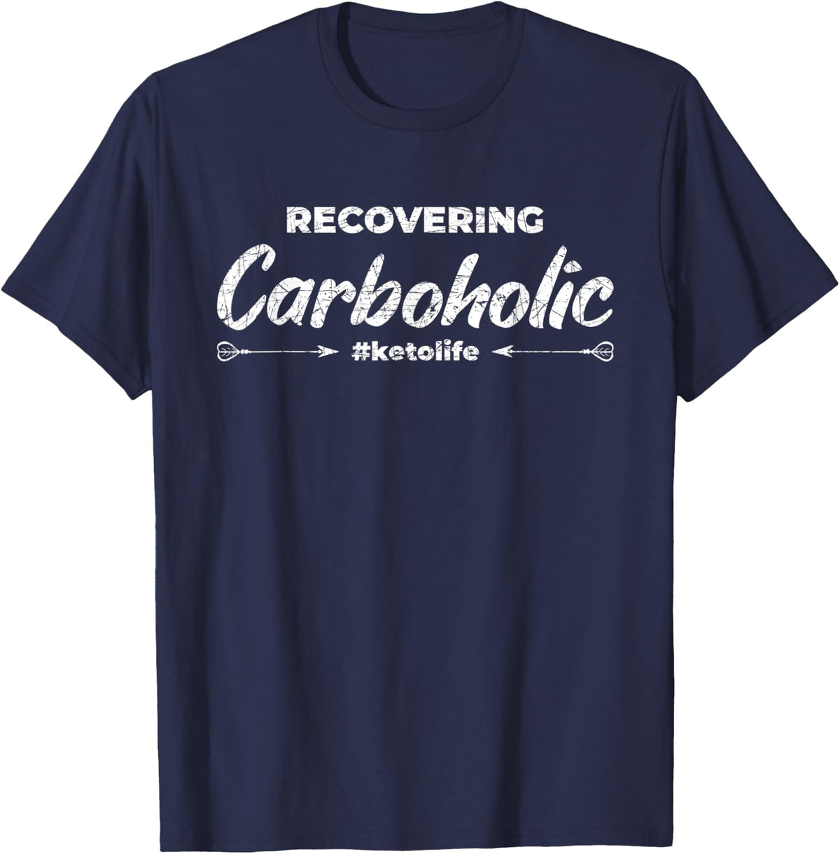 Recovering Carboholic Funny Ketogenic Diet Lifestyle Ketosis T-Shirt - Navy Blue