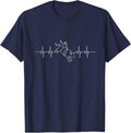 Bull Riding Heartbeat EKG Pulse Rodeo Cowboy Graphic T-Shirt - Navy Blue