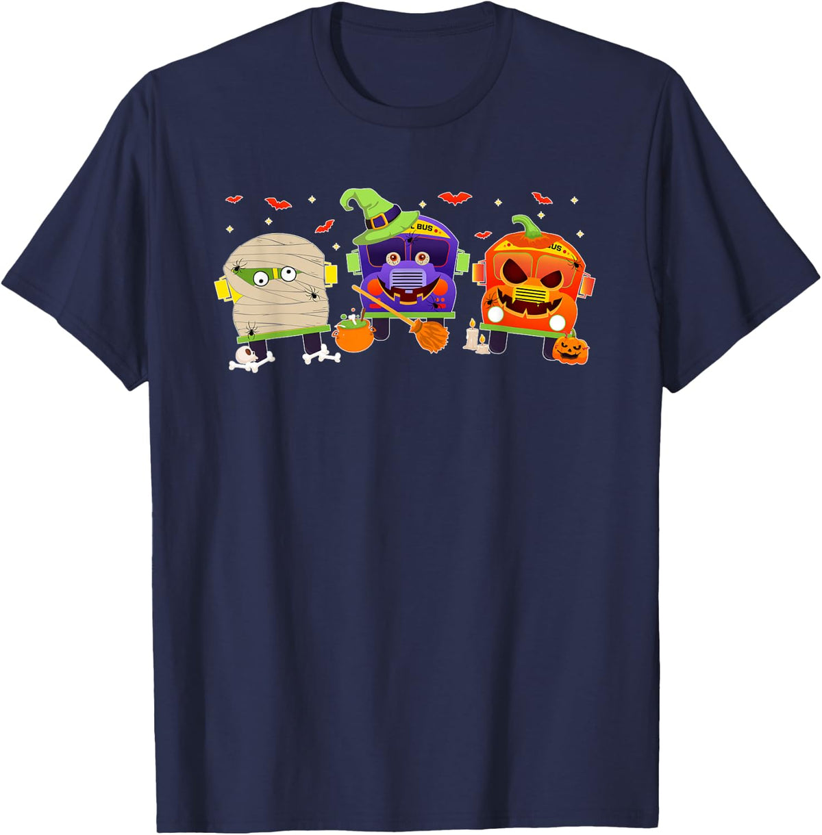 Halloween School Bus Driver Bus Drivers T-Shirt - Navy Blue