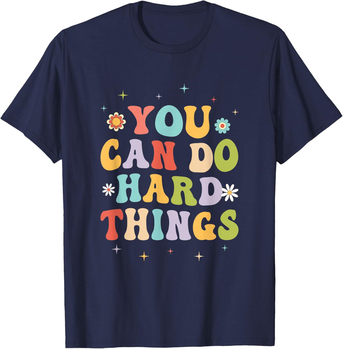 Inspirational Women's Graphics You Can Do Hard Things T-Shirt - Navy Blue