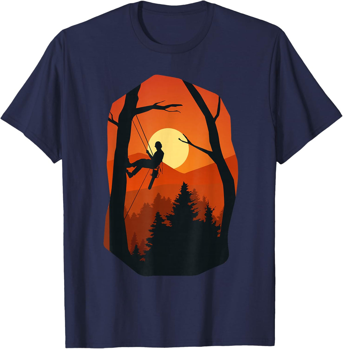 Arborist Forest Chainsaw T-Shirt Tee for Lumberjack Tree Climber Forestry Worker - Navy Blue
