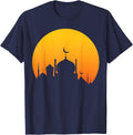 Ramadan Mubarak Mosque Sunset Islamic Fasting Muslims T-Shirt - Navy Blue