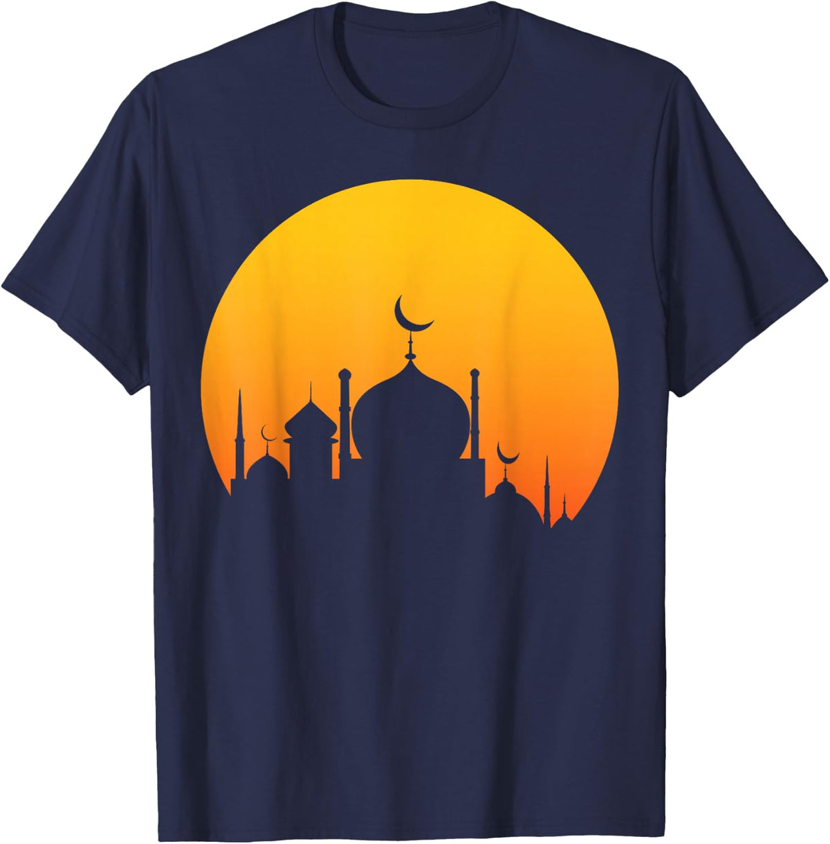 Ramadan Mubarak Mosque Sunset Islamic Fasting Muslims T-Shirt - Navy Blue