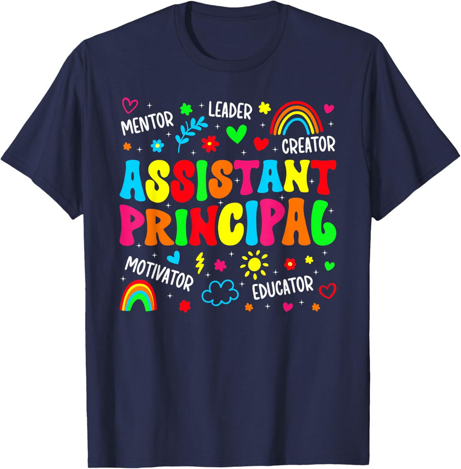 Assistant Principal Shirt Groovy Appreciation Tees T Shirts for Men Women School Staff - Navy Blue