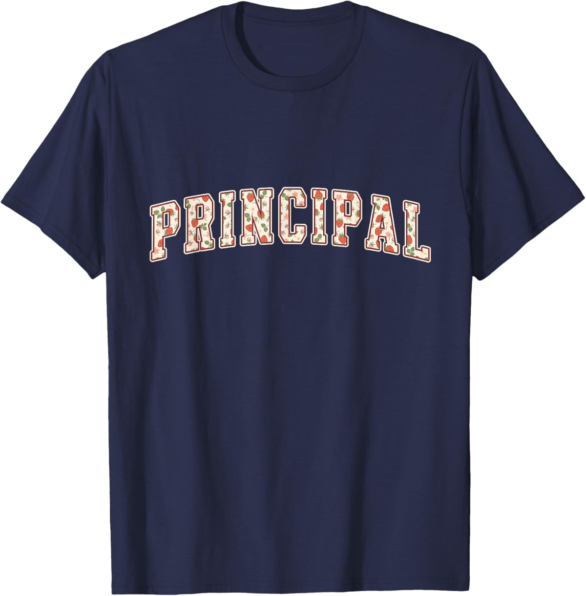 Principal Strawberry Varsity Letters School Principal T-Shirt - Navy Blue