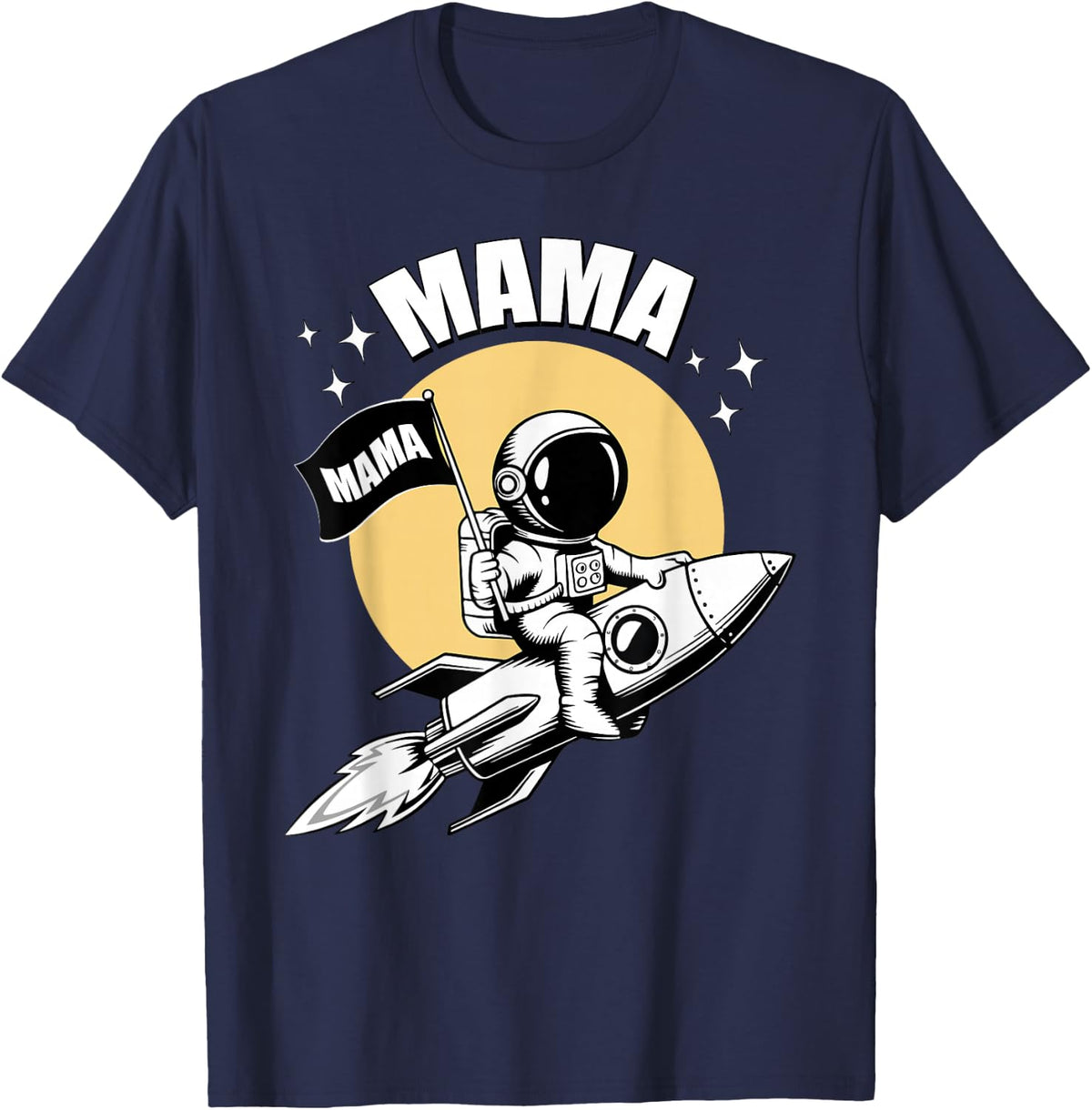 Funny Mama Space Astronaut Rocket Birthday Party T-Shirt - Navy Blue