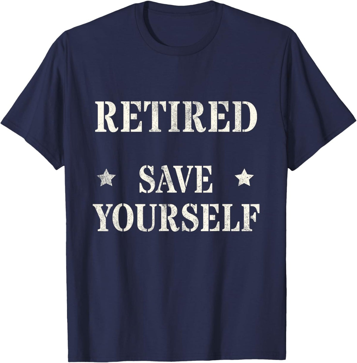 Funny RETIRED Officer SAVE YOURSELF Police Military Security T-Shirt - Navy Blue