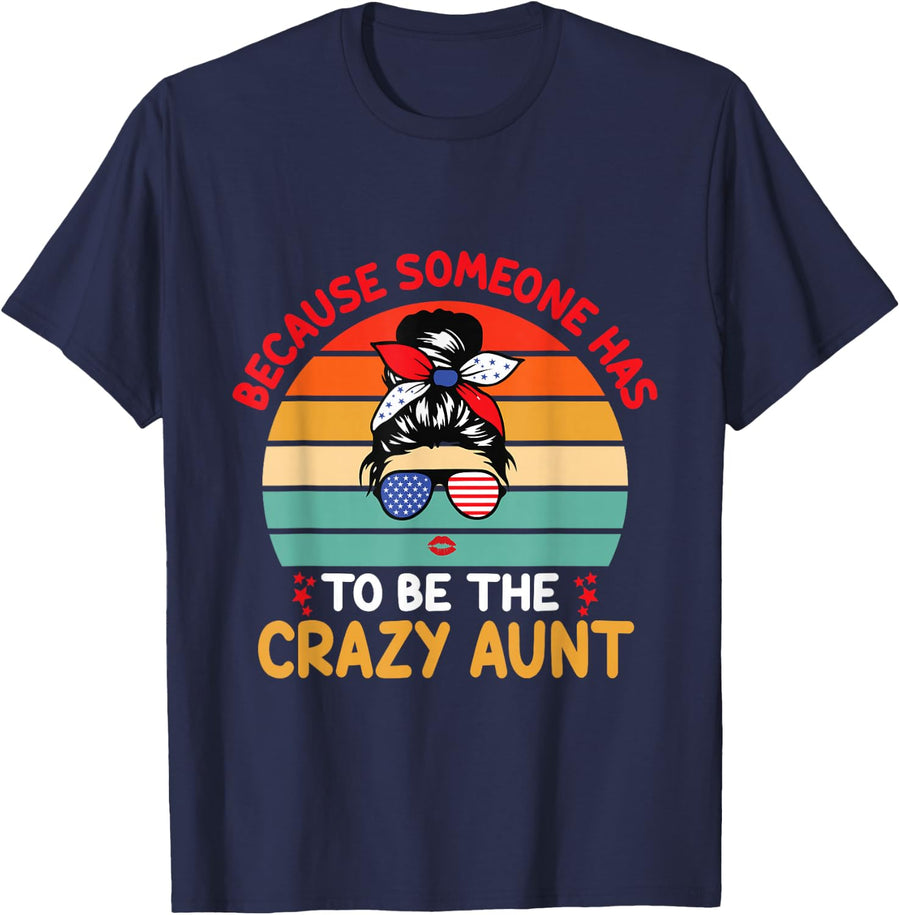Crazy Aunt Auntie Woman Niece Retro Aunt T-Shirt - Navy Blue
