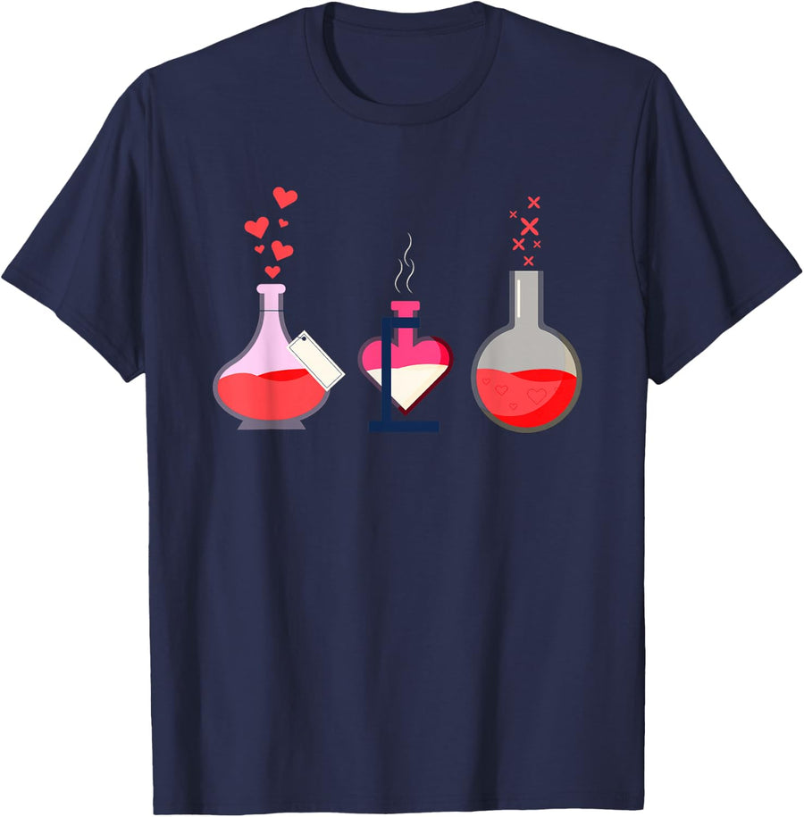 Valentines Day Vibes Science Teacher 100 Days of S T-Shirt - Navy Blue