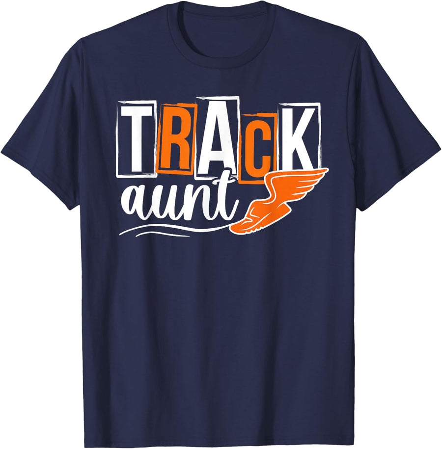 Track Aunt Proud Aunt Of A Track And Field Athlete Aunt T-Shirt - Navy Blue