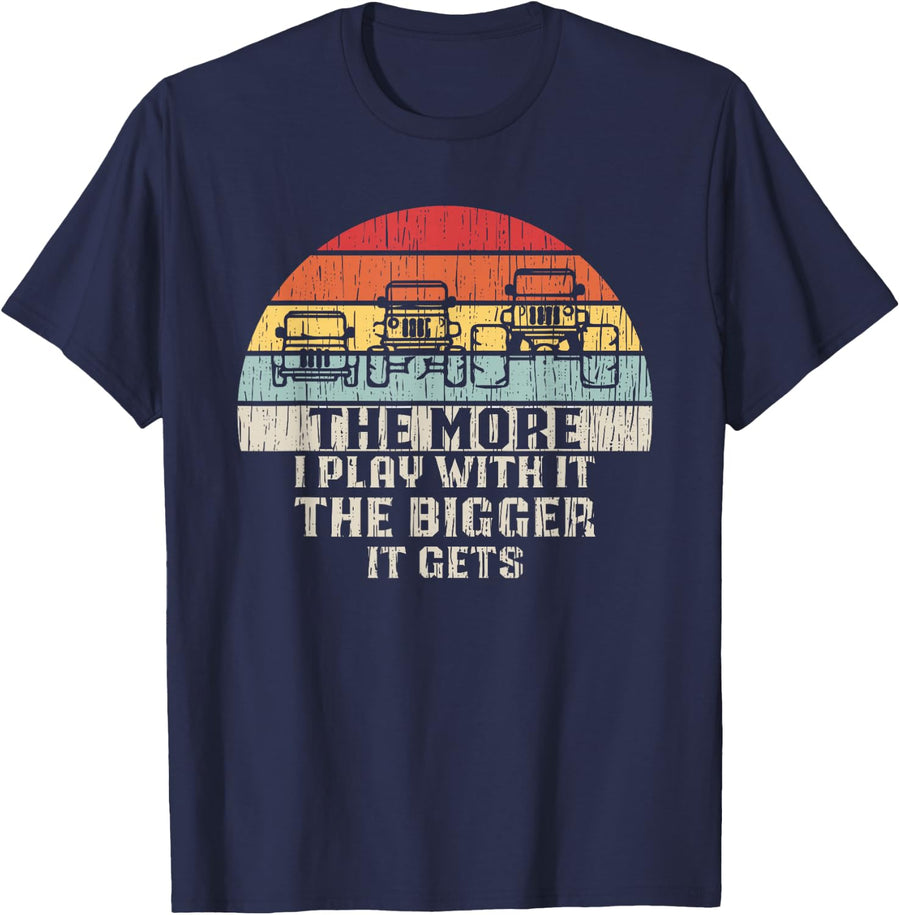 The More I Play With It The Bigger It Gets Funny Retro Tee T-Shirt - Navy Blue