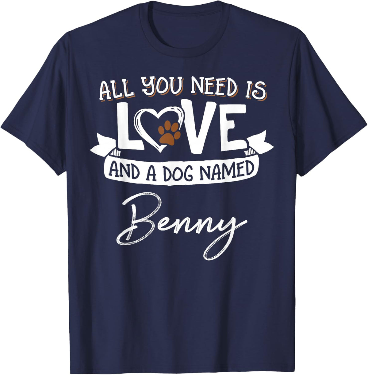 Cute Dog Named Benny Shirt for Women and Men T-Shirt - Navy Blue