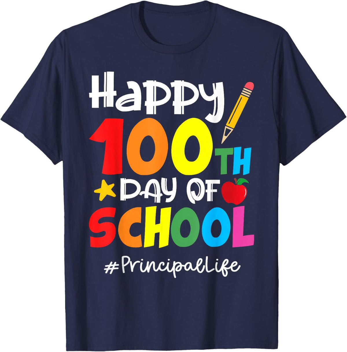 Schulleiterin: Alles Gute zum 100. Schultag, Anerkennung für T-Shirt - Navy Blue