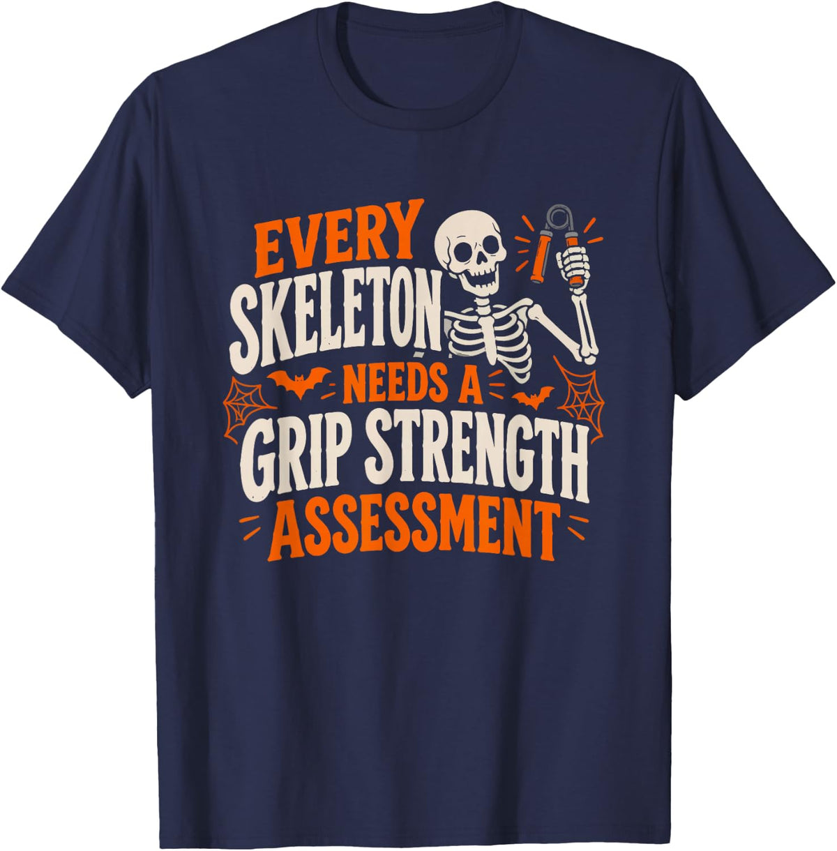 Occupational Therapy Halloween Grip Strength Assessment T-Shirt - Navy Blue