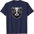 Detailed Badger Head Vector Illustration T-Shirt - Navy Blue
