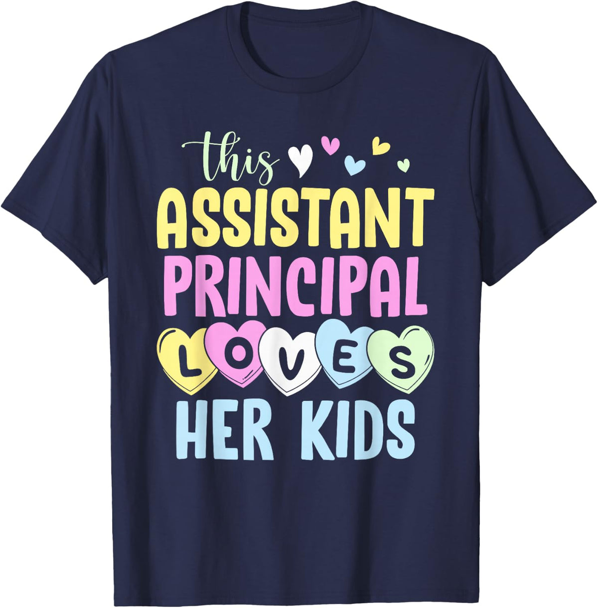 Assistant Principal Loves Her Kids School Valentines Day T-Shirt - Navy Blue