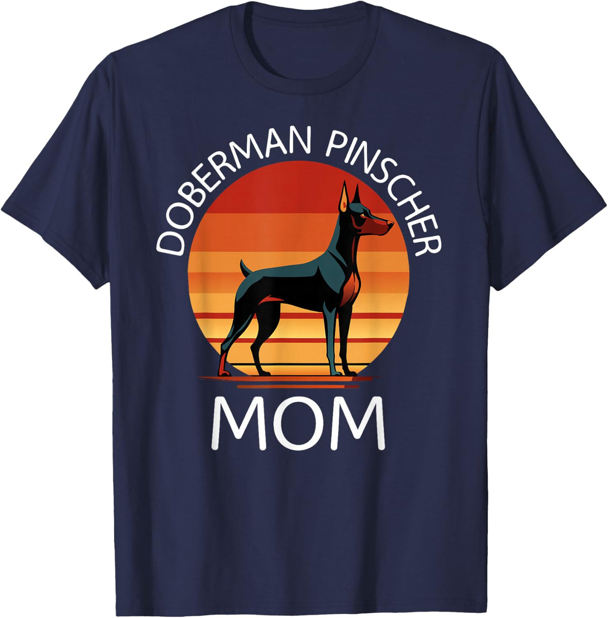 Doberman Pinscher Mom Vintage Dog Mothers Day Pet Graphic T-Shirt - Navy Blue